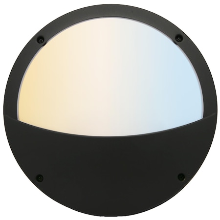 Sunlite 11-in LED 20W 70W Equiv  Dimmable Color Selectable Black Outdoor Wall Bulkhead Round Light Fxtr 81384-SU